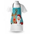 thumbnail image 4 of Santa Apron, Rudolph Deer and Santa Claus Greeting the New Year Happily in Cartoon Style, Unisex Kitchen Bib with Adjustable Neck for Cooking Gardening, Adult Size, Multicolor, by Ambesonne, 4 of 4