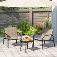 thumbnail image 2 of Gymax 3 PCS Outdoor Chair Set Metal Frame Armchair & Table w/ Breathable Fabric Seat, 2 of 10