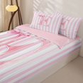 thumbnail image 3 of Manfei Monogrammed E Design Zipper Twin Comforter Sets with Fitted Sheet and 2 Pillowcases,Pink Geometric Stripes Art Zipper Bedding Set,Pink Reversible,4 Pieces, 3 of 7