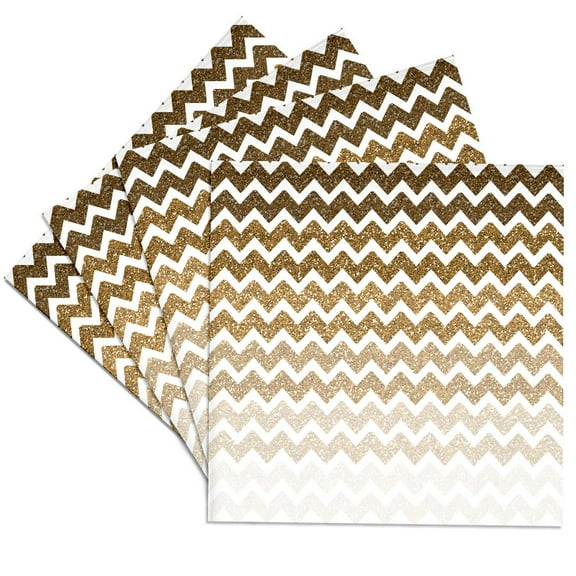 3drose, Gold Ombre Chevron Image of Glitter, Set of 4 Ceramic Tile Coasters