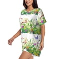thumbnail image 2 of Naloa Plants and Insects Women's Short-Sleeved Pajama Set, Loungewear, Summer pajamas, Breathable Cozy - Small, 2 of 9