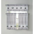 thumbnail image 2 of Plaid Coffee Time 3 Pc Cafe Kitchen Curtain Tier & Valance Set - Gray/Blue, 2 of 3