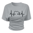 thumbnail image 3 of Tshirt Women Korean Style Short Sleeve T Shirt Loose Fit Crew Neck Basic Summer Top Womens Tops Dressy Casual Grey XXL, 3 of 3