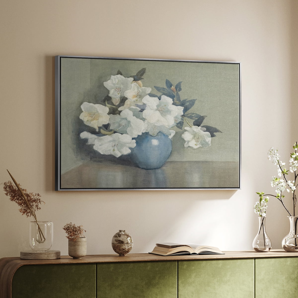 Vintage Botanical Print-LXI By Wexford Home Framed in Silver Wood Gallery Wrapped Canvas 25 in. x 37 in.