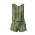 thumbnail image 4 of FINALGANG Womens Geometric Striped Print Two Piece Outfit Crew Neck Sleeveless Crop Top High Waist Shorts Casual Matching Set For Daily Summer Wear Classic Set, 4 of 4