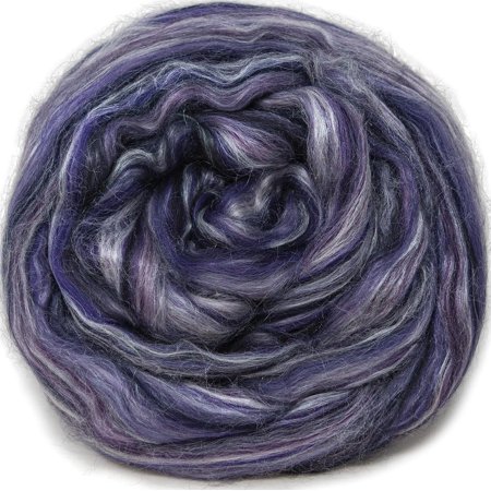SILK MERINO Fiber for Spinning. Super Soft Combed Top Wool Roving for Hand Spinning, Wet Felting, Nuno Felting, Needle Felting, Soap Making, Paper Making and Embellishments. Night Out
