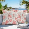 thumbnail image 2 of Outdoor Waterproof Pillow Covers Pack of 2, Red Coastal Starfish Shell Coral Seahorse Ocean Vintage Decorative Throw Pillowcases Cushion Covers for Garden Patio Tent Sofa Couch, 20x20 inch, 2 of 8