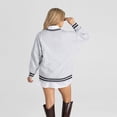 thumbnail image 2 of Women's Gameday Couture Ash Kansas City Chiefs Oversized Easy Energy Ringer Stripe Sweatshirt, 2 of 5