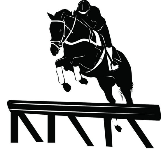 Design With Vinyl Artwork horse Horse Jumping Competitive Obstacles Course Wall Decal for Girls - English Riding Equestrian Events Themed Décor - Size: 38 In x 38 In