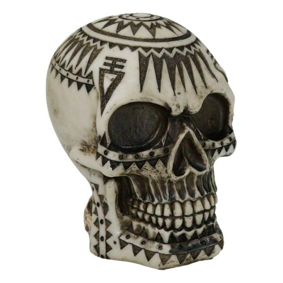 Southwestern Exotic Tribal Maori Tattoo Skull Money Coin Piggy Bank Figurine