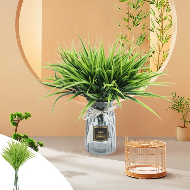 4 plantas artificiales de césped artificial para exteriores, arbustos artificiales, césped verde para el hogar, ventanas, jardines, oficinas, patios, maceteros colgantes, decoración de porches