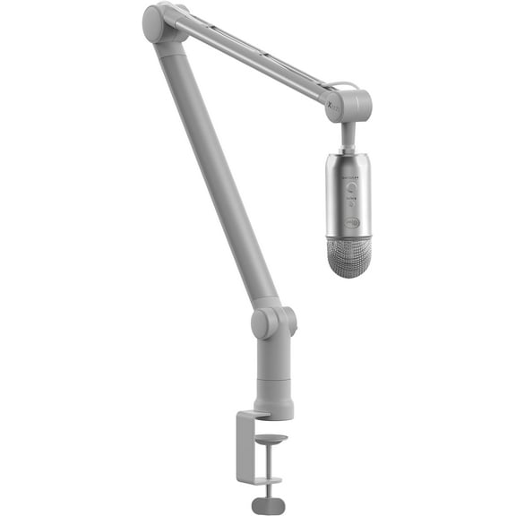 IXTECH Boom Arm - Adjustable 360° Rotatable Microphone Sturdy Stainless Steel Mic Desk, Table Stand Foldable Scissor Stable Mount Arms for Radio Studio, Podcast, Gaming (HERO MATTE SILVER)