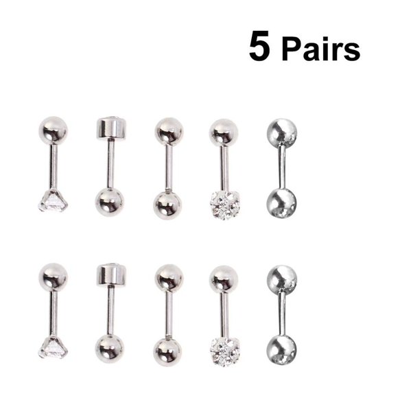 KONTONTY 5 Pairs Earring Set Barbell Earrings For Women Helix Piercing Jewelry