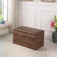 thumbnail image 4 of ORE International 18" Tall Polyurethane Storage Bench with Ottoman in Brown, 4 of 4