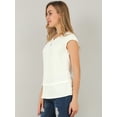 thumbnail image 4 of INSPIRE CHIC Blusa De Negocios Oficina Sin Mangas Con Escote V Plisado Top Para Mujer Blanco L, 4 of 6