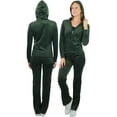 thumbnail image 4 of ToBeInStyle Women's Velour Tracksuit Zip-Up Hooded Jacket and Matching Pants, 4 of 9