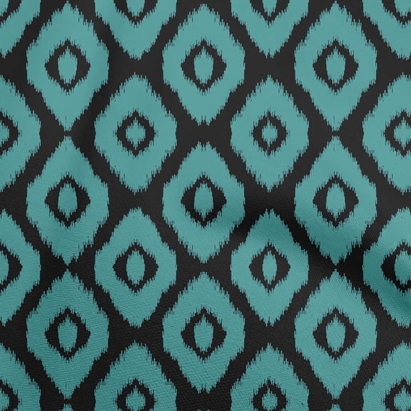 oneOone Cotton Poplin Dark Teal Green Fabric Asian Ikat Fabric For Sewing Printed Craft Fabric By The Yard 42 Inch Wide
