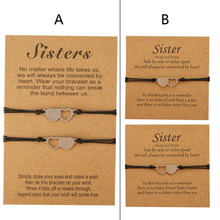 2 PCS Matching Bracelets for Sister Best Friend Family Women Mens