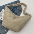 thumbnail image 2 of Bolso de bola de masa acolchado informal para mujer con correa de nudo Bolso de ocio suave para mujer (Beige), 2 of 9