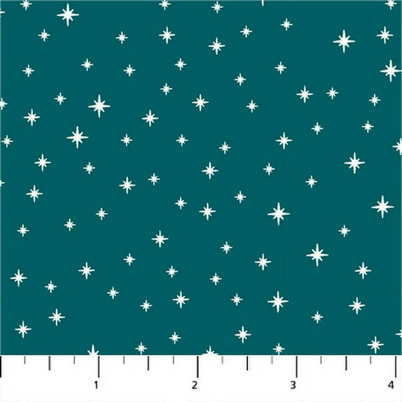 Teal holiday stars fabric quilt cotton Peppermint FIGO Fabrics Sold by the Quarter Yard