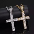 thumbnail image 4 of 18K Gold Over Finish Simulated Diamond Iced Out Holy Jesus Christ Crucifix Cross Custom Charm Pendant Necklace, Christmas Gift, Free chain, 4 of 5