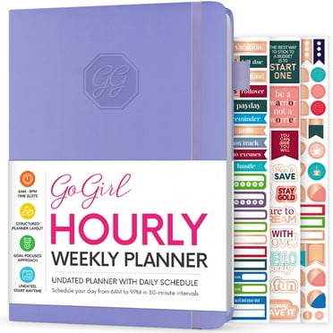 GoGirl Weekly Schedule Planner â€“ Hourly Work & Life Planner with Time Slots â€“ Vertical Agenda Organizer for Daily Productivity, A5 (Lavender)