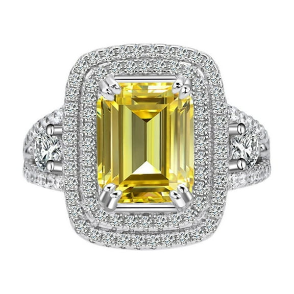 Emerald Cut Wedding Rings for Women 8*12mm Zircon Women Engagement Bands S925 Sterling Silver Rings for Women Stylish Personalized Hypoallergenic Promise Rings