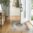 thumbnail image 2 of ODIKA Abstract Vintage Distressed Border Faded Interlocking Motifs for Hallway, Study Room, Playroom, Non-Slip Low Profile, 2 of 7