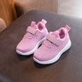 thumbnail image 4 of pwidon Toddler Velcro Strap Sneakers Breathable Knit Mesh Non Slip Flexible Kids Walking School Shoes Pink 22, 4 of 7