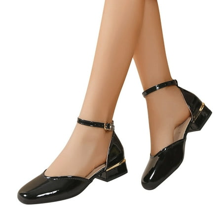 

NEGJ Sandals For Women Ladies Slip On Mules Block Heels Sandals