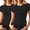 2BLK, variant on Women's Short Sleeve Light Compression Underwear Seamless Base Layer Top Black