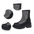 thumbnail image 5 of Aihuaihua Hollow Boots for Women Heel Ankle Boots,Breathable Round Toe Booties Thick Heeled Mesh Boots,Fashion Zippered Dress Boot, 5 of 10