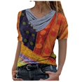 thumbnail image 2 of Women Tie-dye Printed Embroidery Collar Short Sleeve Pullover Blouse Tops, 2 of 3