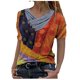 thumbnail image 1 of Pntutb Mujer Tie-Dye Impreso Bordado Cuello Manga Corta Pullover Blusa tops Pntutb Pntutb-228, 1 of 3