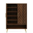 thumbnail image 2 of Yardi Yarda Wooden Shoe Cabinet, 6-Tier Shoe Organizer with Adjustable Shelves, Sleek and Modern Shoe Cabinet, Brown+Gold, 2 of 6
