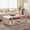 Beige + MDF + Modern, variant on Rounded Curved Edge Coffee Table for Living Room, Modern Freestanding MDF Coffee Table with 2-Tier Open Storage, Kid Safe Rectangle Low Profile Center Table for Apartment, Home Leisure Room