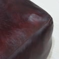 thumbnail image 5 of BBH Homes Black Round Leather Pouf Ottoman Handmade Recycled Cotton Fill BBBACPF0012, 5 of 8