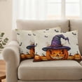 thumbnail image 2 of Halloween Outdoor Waterproof Pillow Covers, Orange Fall Pumpkin Witch Hat Bat Beige Decorative Rectangle Throw Pillowcase Sofa Cushion Sham for Patio/Couch/Chair, 20"x12" 2 Pack, 2 of 8