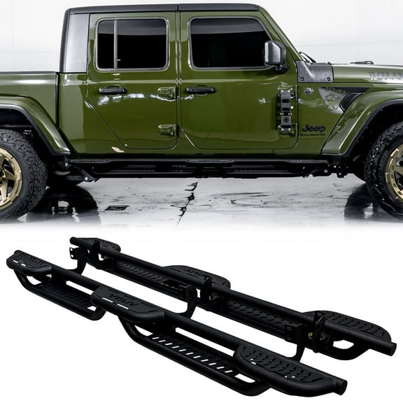 Vijay Running Boards Compatible with 2020-2021-2022-2023-2024-2024-2025-2026 Jeep Gladiator JT Crew Cab 4-Door Bolt-on A Pair Side Steps Rails Steel Nerf Bars