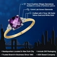 thumbnail image 2 of Gem Stone King 10K Two Tone Gold Purple Amethyst and White Lab Grown Diamond Engagement Ring for Women | 1.49 Cttw | Cushion Checkerboard 7MM | Gemstone February Birthstone | Size 6, 2 of 6