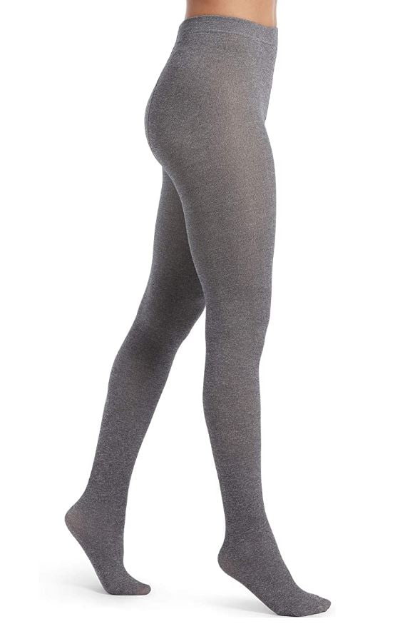 HUE Women's Sweater Tights with Non Control Top, Charcoal Heather