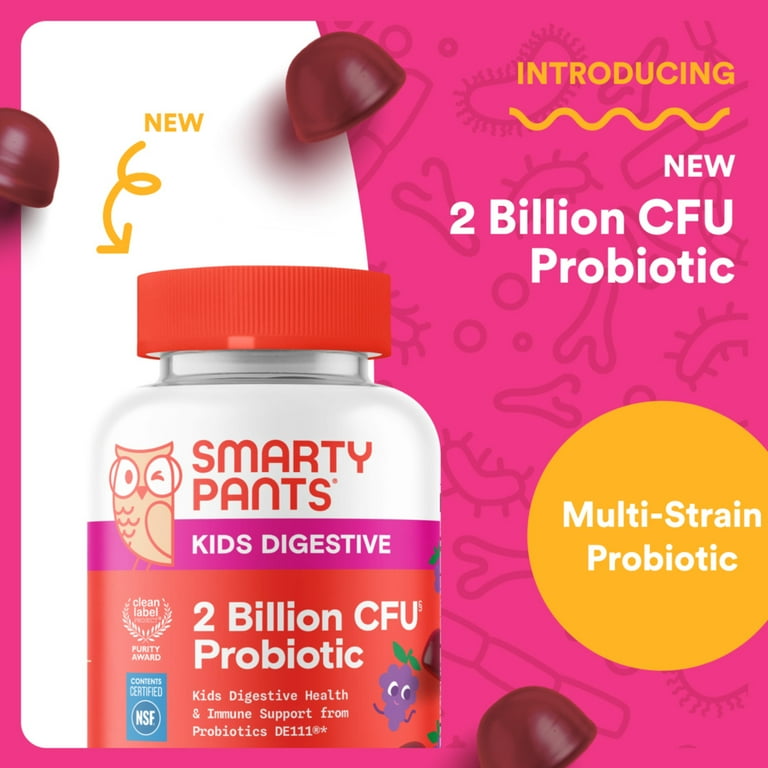 SmartyPants Kids Probiotic Gummy Supplement, 2 Billion CFU, Multi