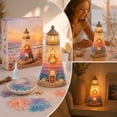 thumbnail image 2 of Sea‑Glass Lighthouse Kit, 3D Glowing Coastal Decor with LED Light Adult DIY Nautical Craft Mzrulpne, 2 of 8
