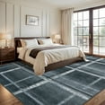 thumbnail image 2 of HOMERRY Plaid Print Non Slip Area Rug 9' x 12' for Living Room Washable Indoor Carpet, Gray/Black, 2 of 5