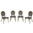 thumbnail image 2 of Emma + Oliver Set of Four Indoor/Outdoor Stacking Thonet Bistro Style Chairs with Black & White PE Rattan Seat and Natural Finished Metal Frame, 2 of 15