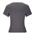 thumbnail image 5 of HOMBOM Women Shirts Gray Casual Slim Fit Short Sleeve Square Neck Basic Solid T-shirt S, 5 of 6