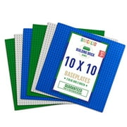 Barcaloo Building Bricks - 10 inch x 10 inch Baseplate - Variety 6 Pack with all