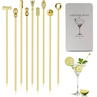 8 Stuzzicadenti Da Cocktail In Acciaio Inox A Forma Di Pipistrello - Spiedini Riutilizzabili Per Olive, Antipasti, Frutta E Decorazione Drink Per Feste A Tema - 2