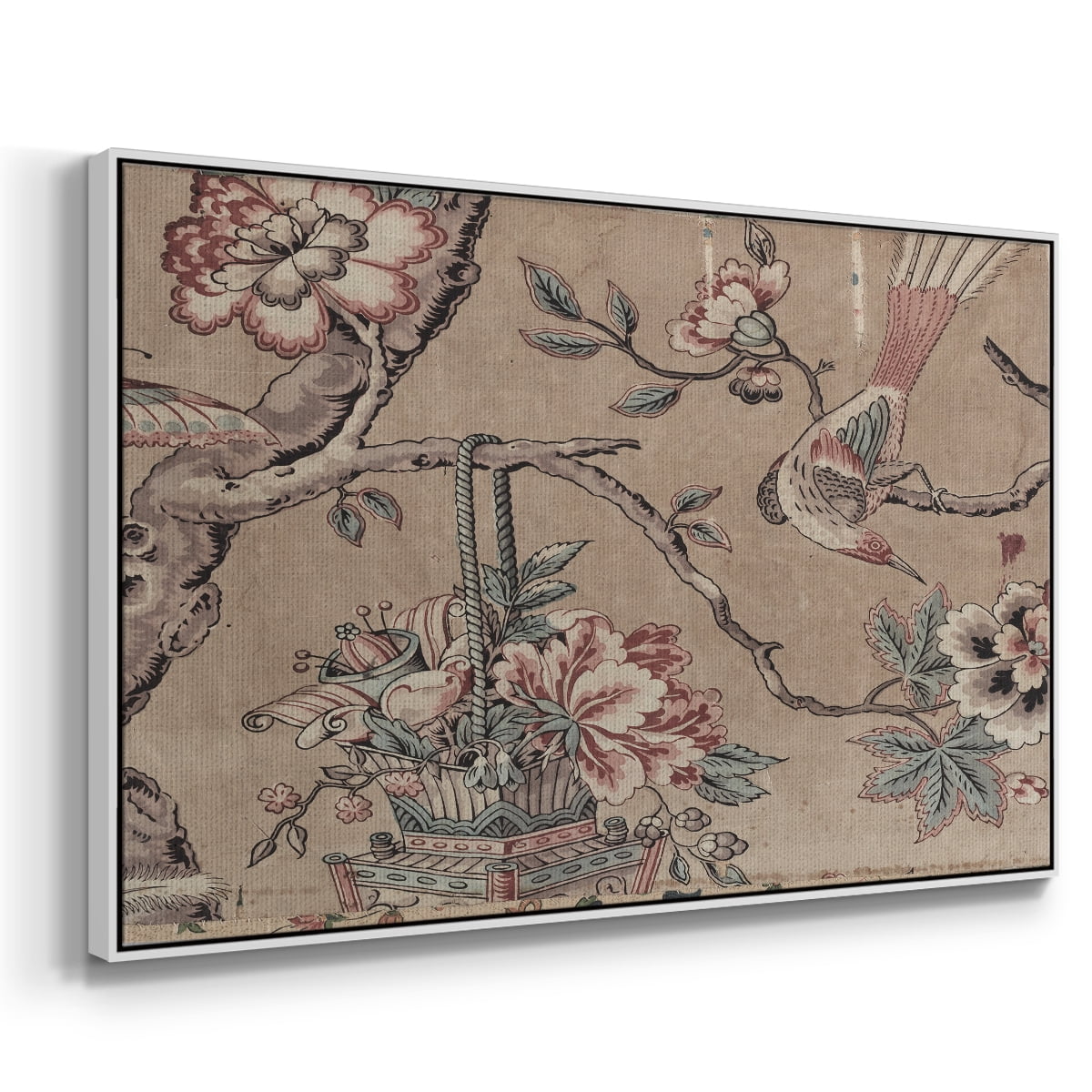 Vintage Abstract Print-XVIII Framed in White Wood Gallery Wrapped Canvas 17 in. x 25 in.