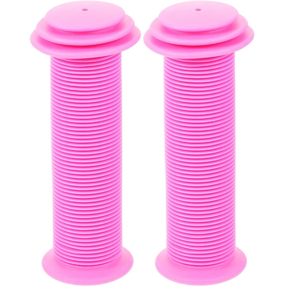 Toyvian 2Pcs Rosy Rubber Bike Handle Grips Anti Skid Shock Proof Handlebar Covers for Riding
